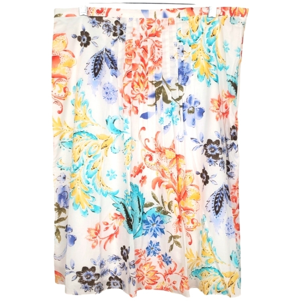 Talbots Midi Skirt. Multicolor Floral. Lightweight, Pleated. 12. #299